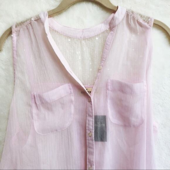 Hollister Pink Sequined Transparent Tank Top - Picture 7 of 8